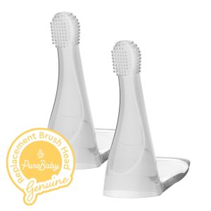 PureBaby Infant-to-Toddler Electric Toothbrush (PEBBYBSH-SG) - 2-Pack Replacement Silicone Brush Heads
