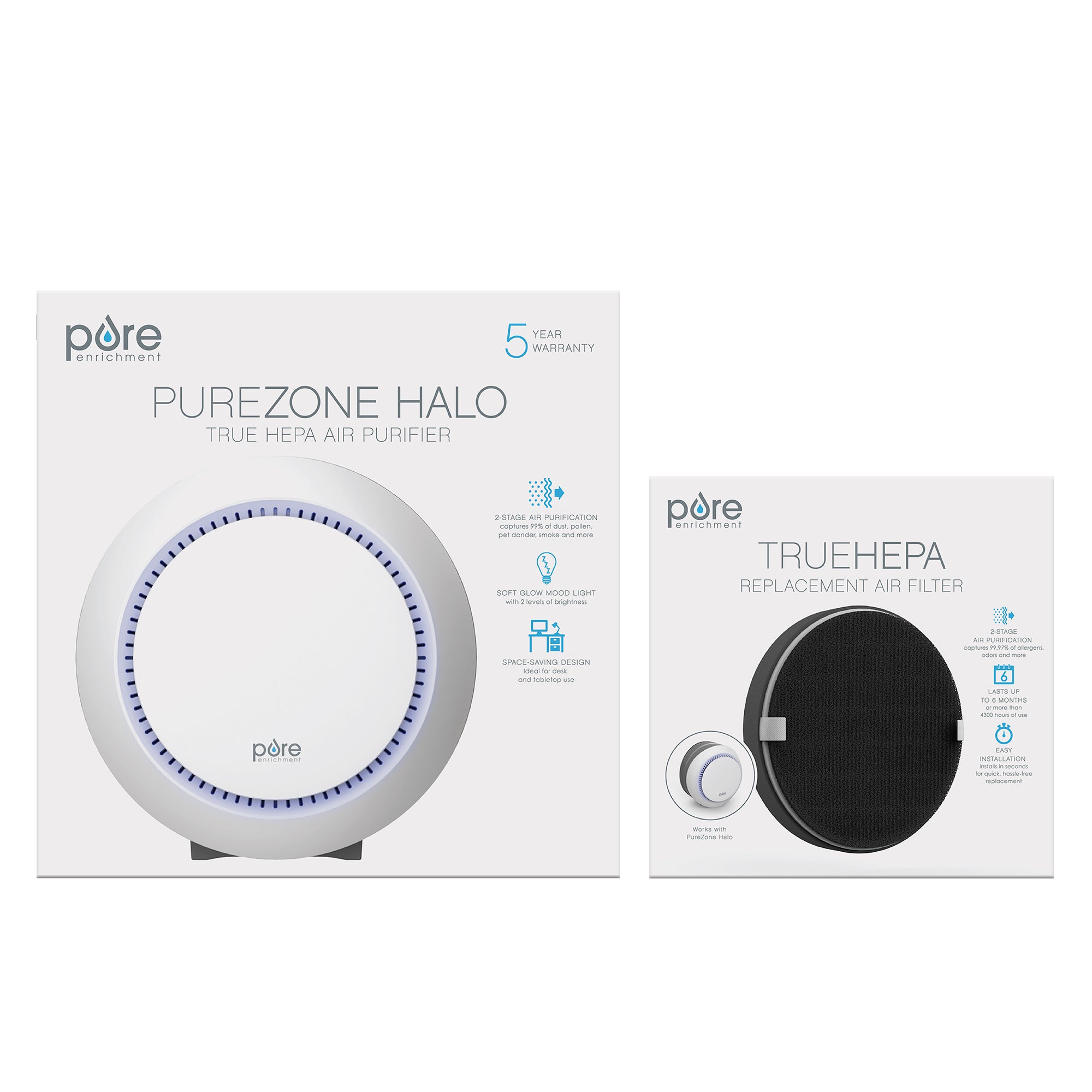 PureZone™ Halo True HEPA Air Purifier & Replacement Filter Bundle - Image 4